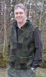 patchwork wool vest in shades of green